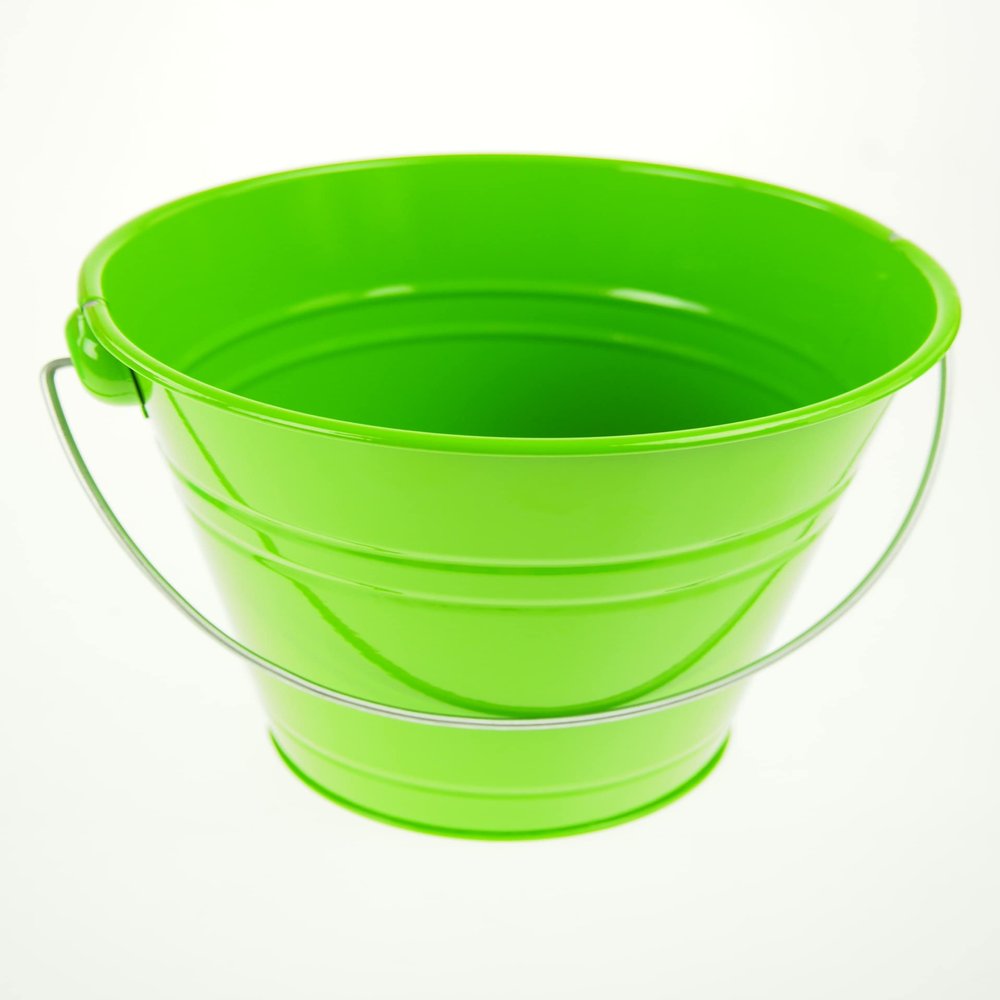 rackcrafts.com Large/XL Metal Sand Water Paint Pails Buckets Party Favor Wedding Baby Shower (XL - Apple Green)