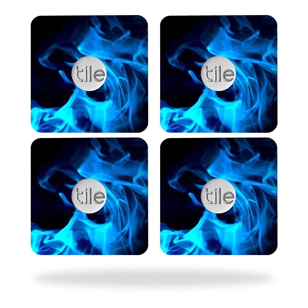 MightySkins Skin Compatible with Tile Slim Key Finder (4 Pack) wrap Cover Sticker Skins Blue Flames