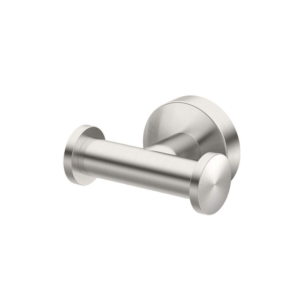 Gatco 4645A Glam 2 Hook Double Robe Hook, Wall Mounted Hook for Bathroom Towels & Robes, 3.10 Inch W, Satin Nickel