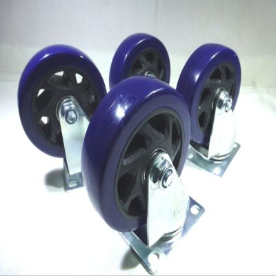 Set of Four 4" Heavy Duty Swivel Casters, 4" Blue Wheels