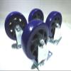 Set of Four 4" Heavy Duty Swivel Casters, 4" Blue Wheels view 1