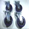 Set of Four 4" Heavy Duty Swivel Casters, 4" Blue Wheels view 2
