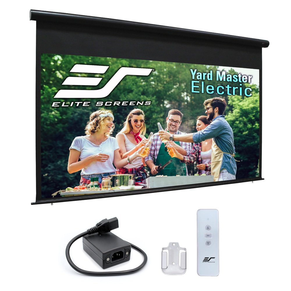 Elite Screens Yard Master Electric, 100-INCH Outdoor Motorized Projector Screen Rain Water Protection Remote Control 8K 4K Ultra HD 3D Movie Screen Theater Gaming, OMS100H-ELECTRIC