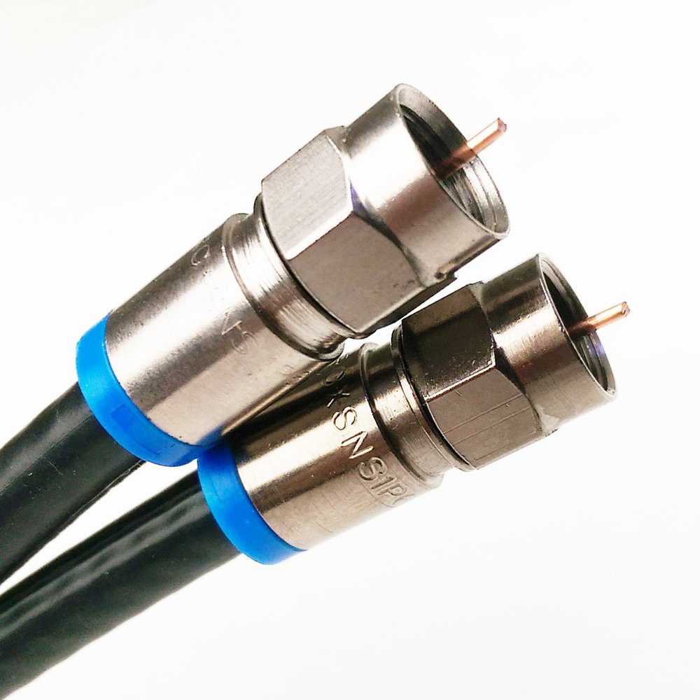 15ft Black Solid Copper 3Ghz UL CM CL2 Rated for in Wall Installation 75 Ohm Coaxial Rg6 Directv, Dish Network, Digital Cable Tv Video Cable Belden Blue Compression Connector