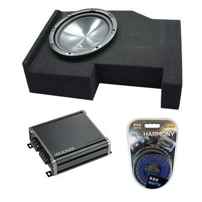 American Sound Connection S HA-R104 Compatible with 2014-2018 Chevy Silverado Crew Cab Truck Rhythm Series 10" - Package Sub, 46CXA4001 Single 800W Peak Sub Amp and GM1X10-CREW14UP Single Sub Box