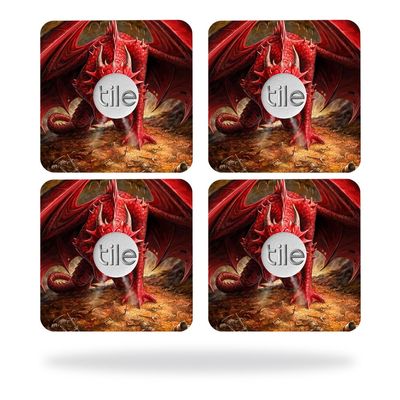 MightySkins Skin Compatible with Tile Slim Key Finder (4 Pack) wrap Cover Sticker Skins Angry Dragon