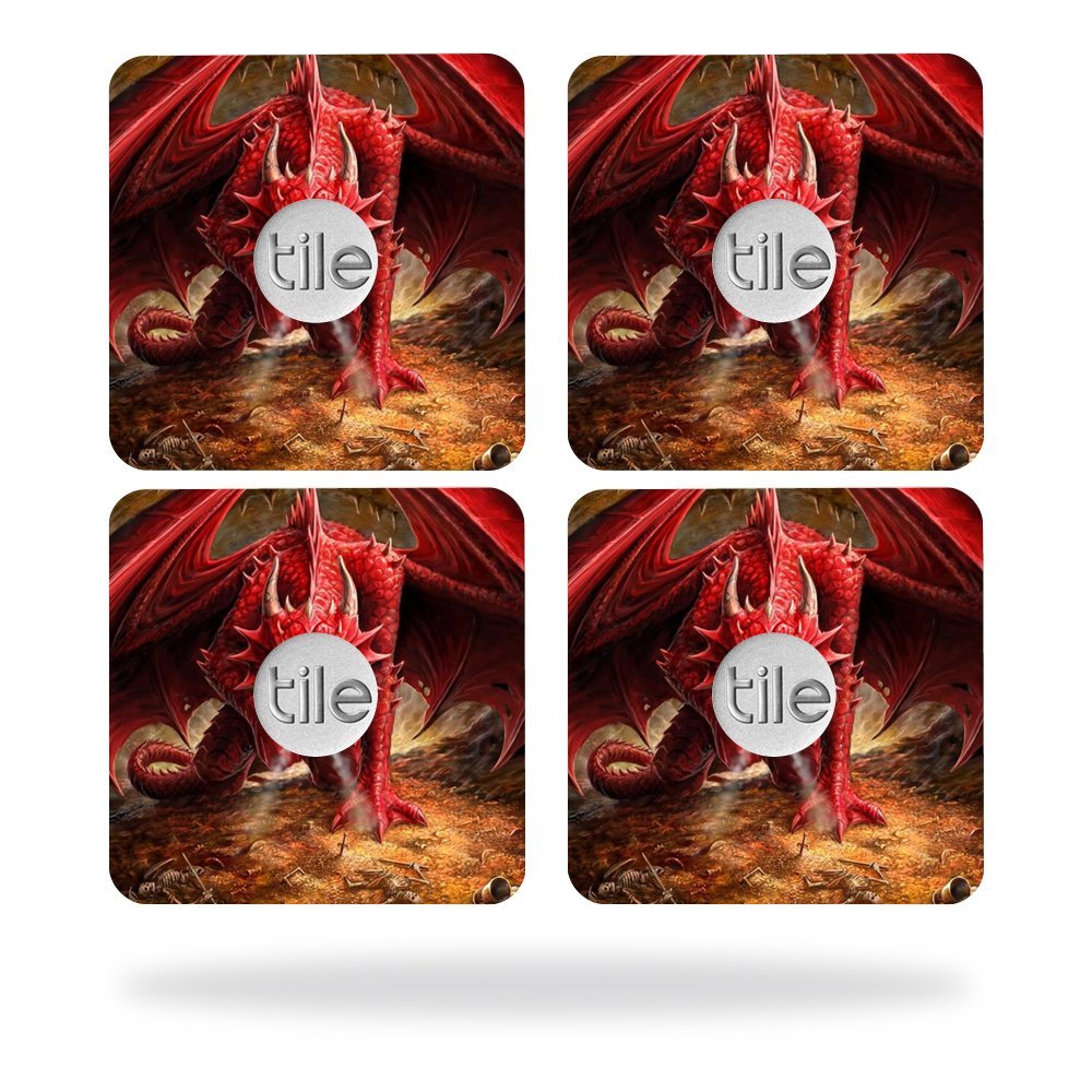 MightySkins Skin Compatible with Tile Slim Key Finder (4 Pack) wrap Cover Sticker Skins Angry Dragon