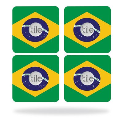 MightySkins Skin Compatible with Tile Slim Key Finder (4 Pack) wrap Cover Sticker Skins Brazilian Flag
