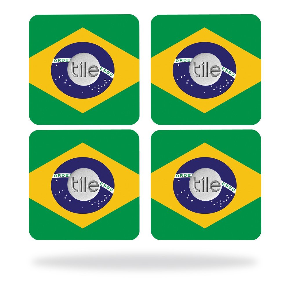 MightySkins Skin Compatible with Tile Slim Key Finder (4 Pack) wrap Cover Sticker Skins Brazilian Flag