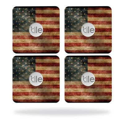 MightySkins Skin Compatible with Tile Slim Key Finder (4 Pack) wrap Cover Sticker Skins Vintage Flag