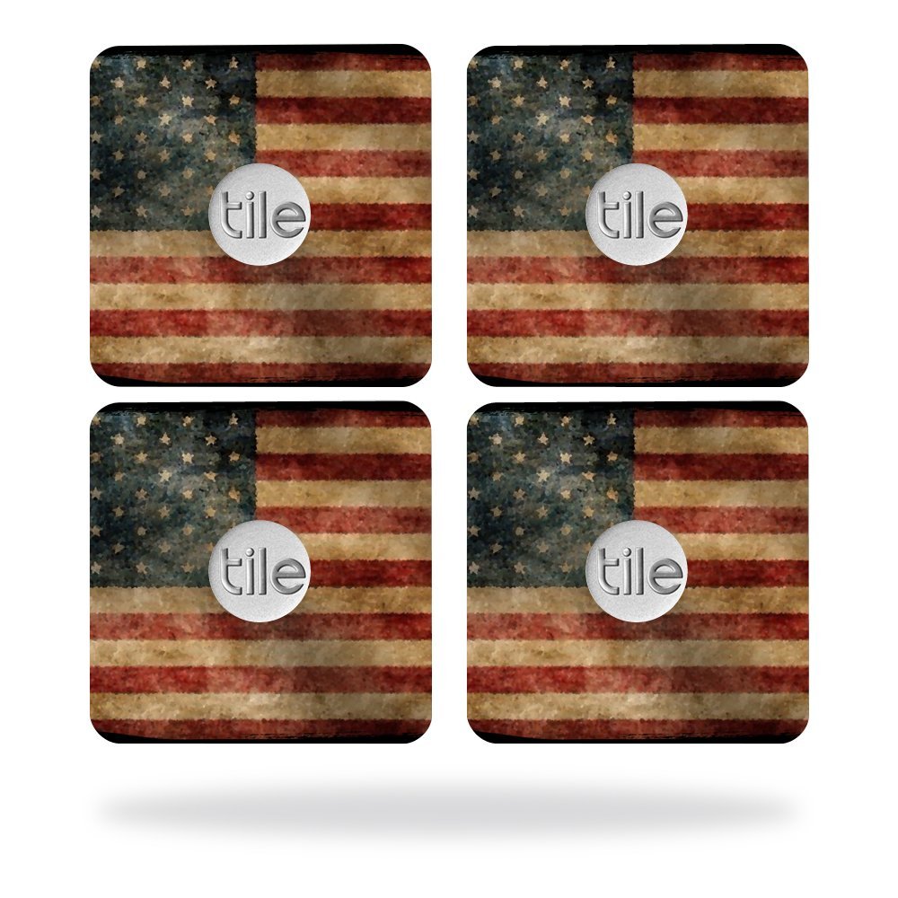 MightySkins Skin Compatible with Tile Slim Key Finder (4 Pack) wrap Cover Sticker Skins Vintage Flag