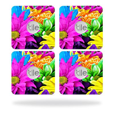 MightySkins Skin Compatible with Tile Slim Key Finder (4 Pack) wrap Cover Sticker Skins Colorful Flowers