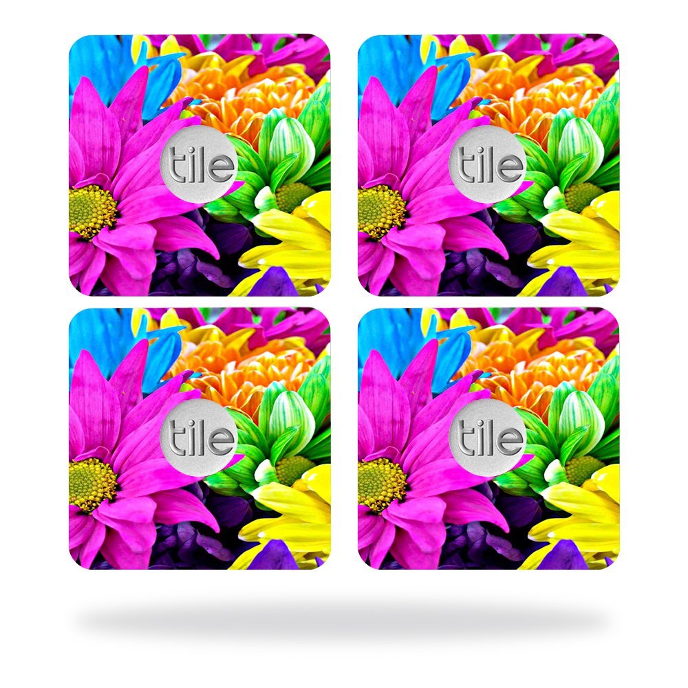 MightySkins Skin Compatible with Tile Slim Key Finder (4 Pack) wrap Cover Sticker Skins Colorful Flowers