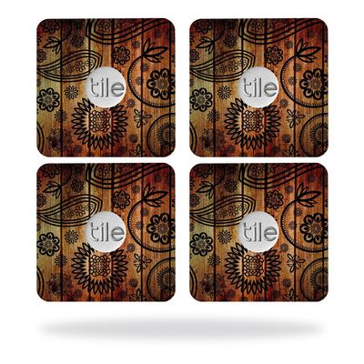 MightySkins Skin Compatible with Tile Slim Key Finder (4 Pack) wrap Cover Sticker Skins Wooden Floral