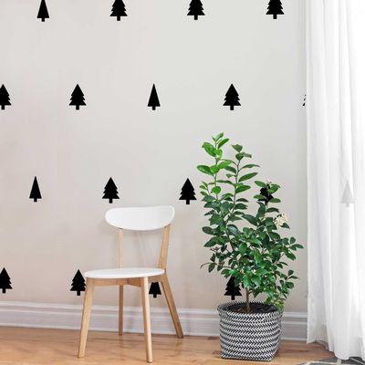 Chromantics Mini Pines Decal Set - Mini Pine Tree Kiss Cut Leaf Decal (Black)