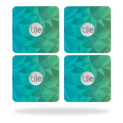 MightySkins Skin Compatible with Tile Slim Key Finder (4 Pack) wrap Cover Sticker Skins Blue Green Polygon