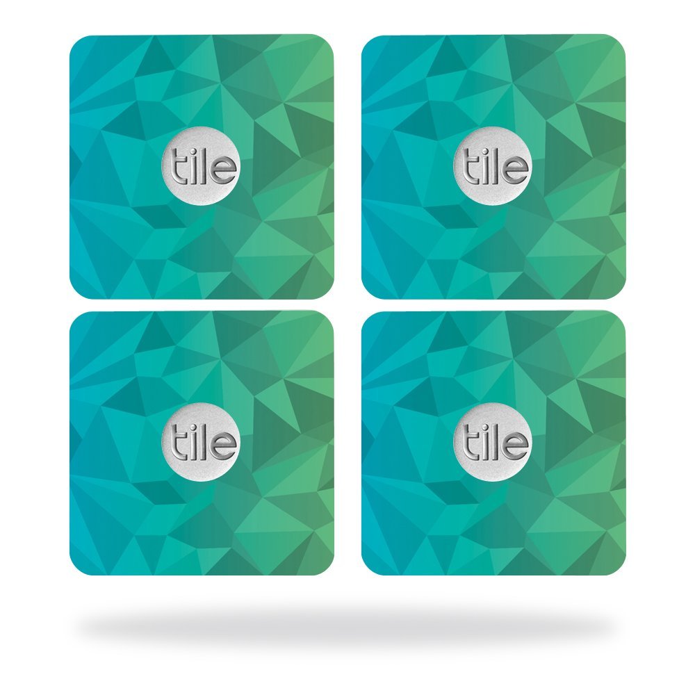 MightySkins Skin Compatible with Tile Slim Key Finder (4 Pack) wrap Cover Sticker Skins Blue Green Polygon