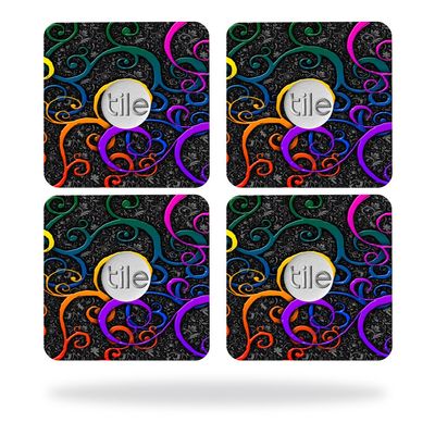 MightySkins Skin Compatible with Tile Slim Key Finder (4 Pack) wrap Cover Sticker Skins Color Swirls