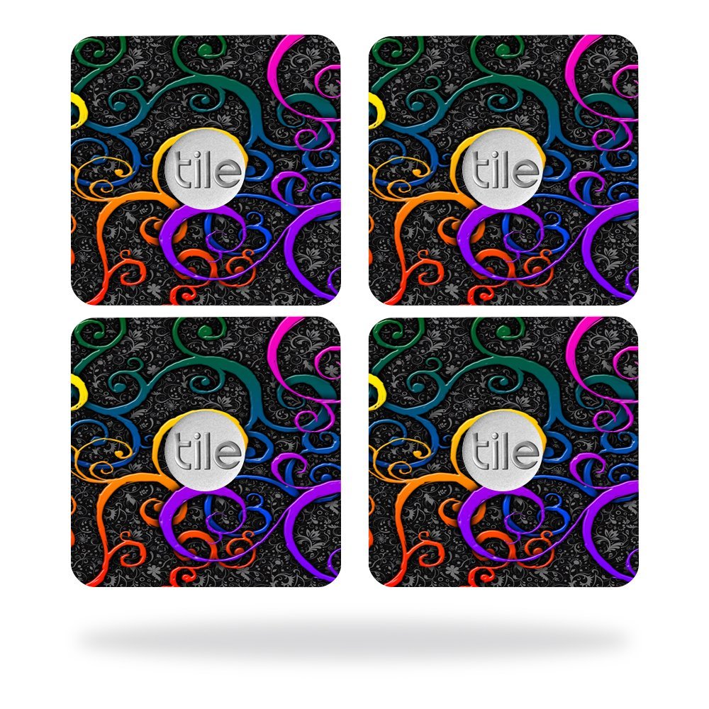 MightySkins Skin Compatible with Tile Slim Key Finder (4 Pack) wrap Cover Sticker Skins Color Swirls