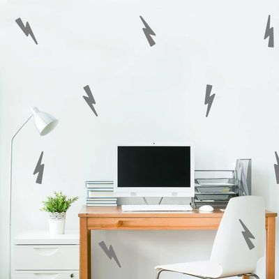 High Voltage Wall Decal Set- Lightning Bolt Decals by Chromantics (Grey)