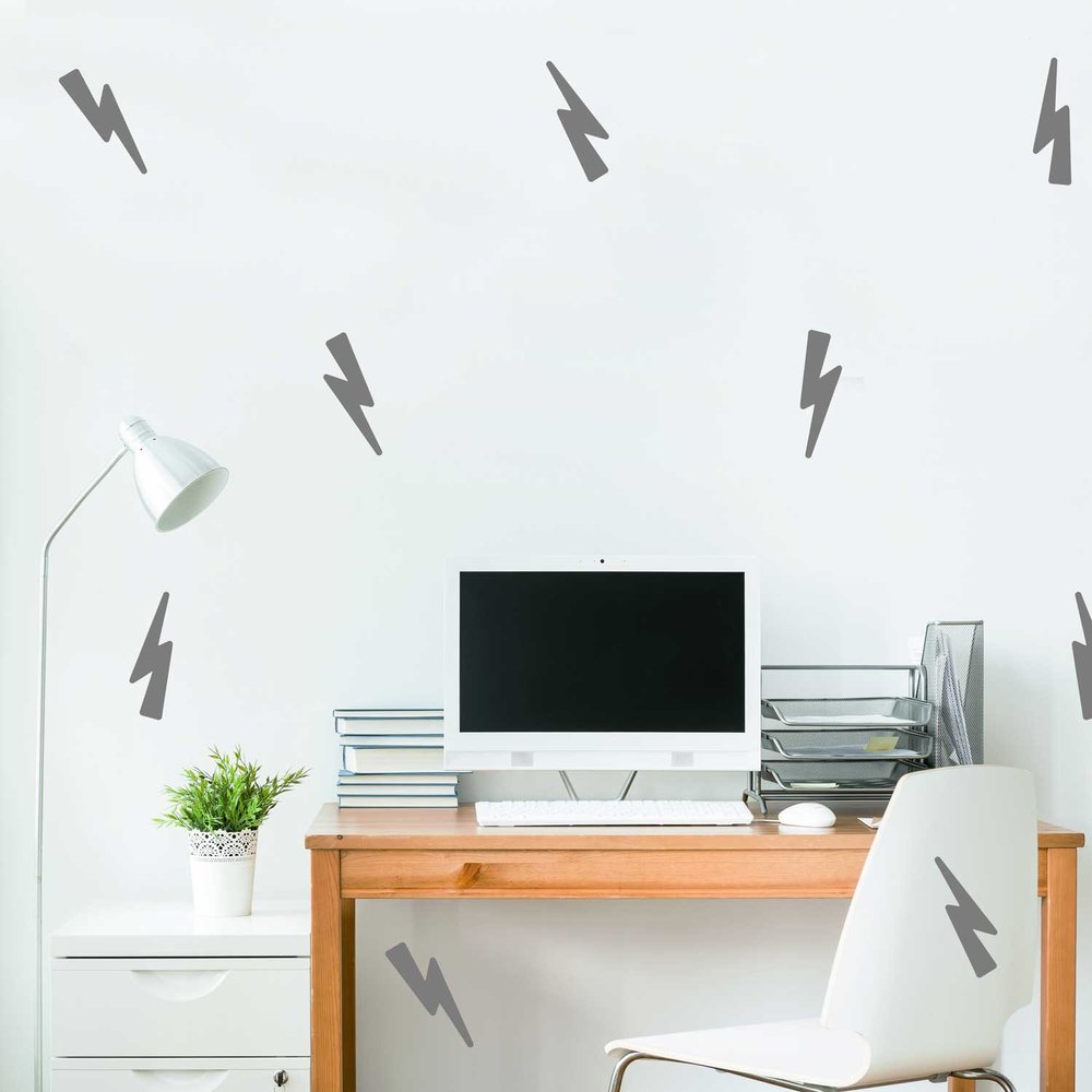 High Voltage Wall Decal Set- Lightning Bolt Decals by Chromantics (Grey)