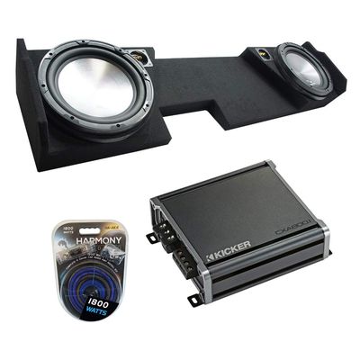 American Sound Connection HA-A122 Compatible with Chevy Silverado Double Cab 2014-20181000W Dual 2 Ohm 12" Subwoofer, HA-AK4 4 Gauge 1800W Amplifier Install Kit and GM2X12-DCAB14UP Dual Sub Box
