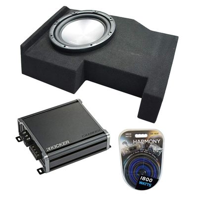 American Sound Connection HA-A122 Compatible with 2014-2018 Chevy Silverado Crew Cab Series 12" Sub 1000W Dual 2 Ohm, 46CXA8001 Car 1600W Peak Sub Amp and GM1X12-CREW14UP Single Sub Box Enclosure