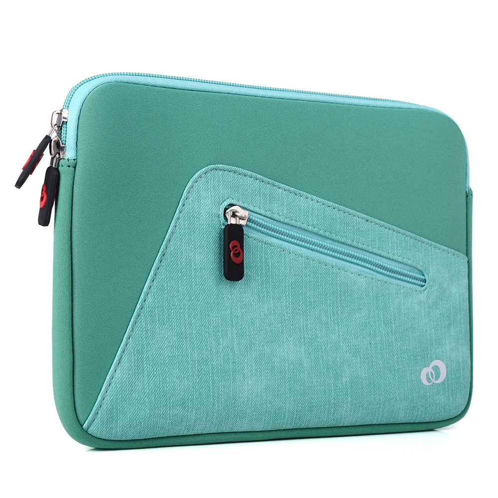 Kroo 9" Neoprene Tablet Sleeve with Front Zipper Pocket for Tablet and E-Readers, Green (ND09VXG1)