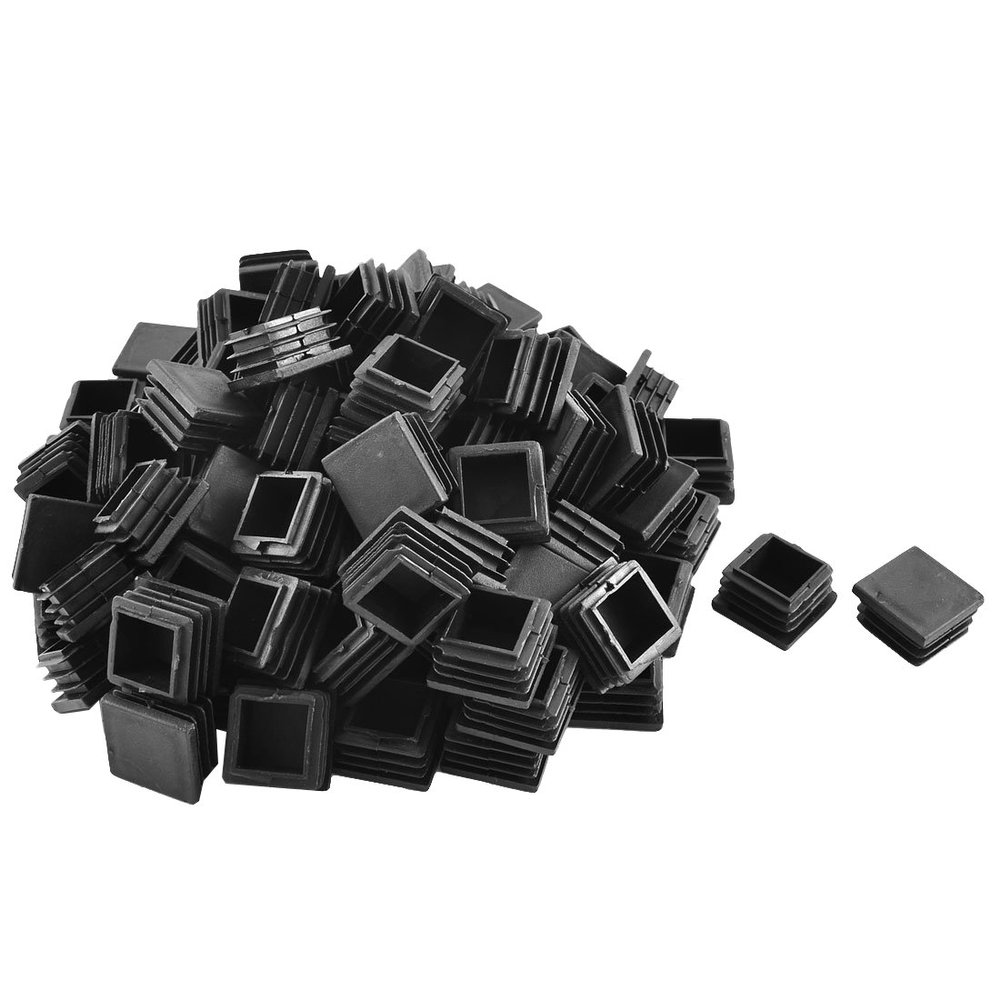 uxcell Plastic Square Tube Inserts End Blanking Caps 30mm x 30mm 100 Pcs Black