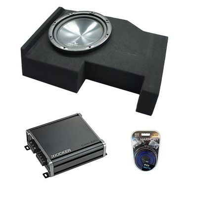Harmony Audio HA-R124 Compatible with Chevy Silverado Crew Cab 2014-2018 Rhythm Series,46CXA4001 Class D Mono 800W Peak Amp and GM1X12-CREW14UP Single 12" Sub Box Enclosure