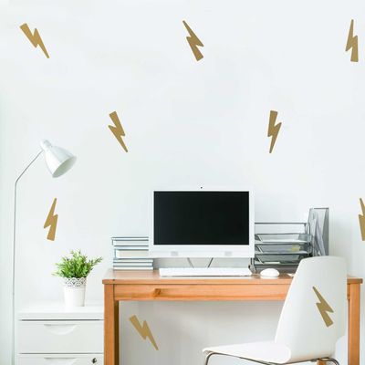 High Voltage Wall Decal Set- Lightning Bolt Decals by Chromantics (Gold)