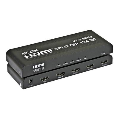 Expert Connect 1x4 HDMI Splitter | 4 Port | 1 in - 4 Out | Ultra HD 4K/2K @ 60Hz (60 fps), HDR | HDMI 2.0, HDCP 2.2 | Full HD/3D | 1080P | DTS | Digital Sound | Direct TV | 18 Gbps