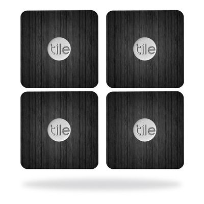 MightySkins Skin Compatible with Tile Slim Key Finder (4 Pack) wrap Cover Sticker Skins Black Wood