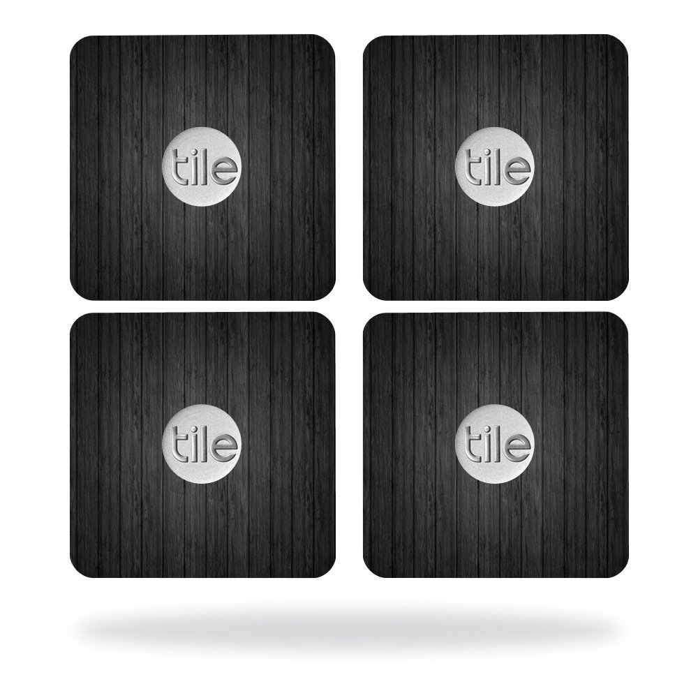 MightySkins Skin Compatible with Tile Slim Key Finder (4 Pack) wrap Cover Sticker Skins Black Wood