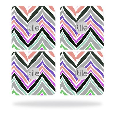 MightySkins Skin Compatible with Tile Slim Key Finder (4 Pack) wrap Cover Sticker Skins Colorful Chevron