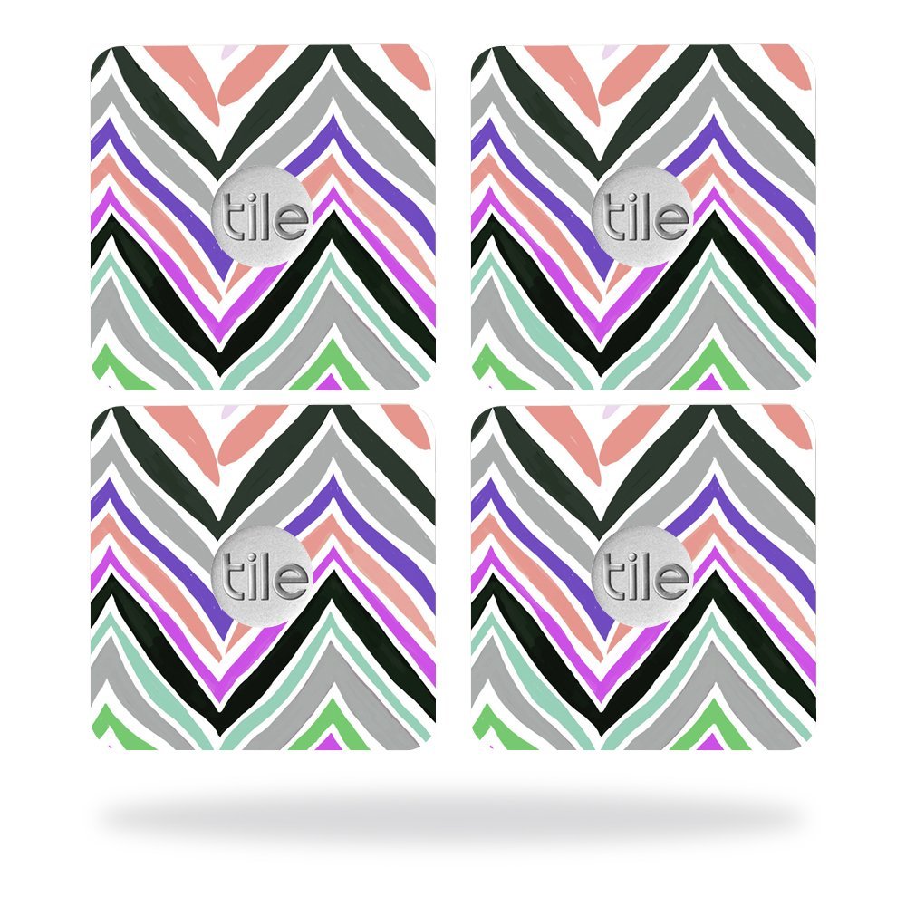 MightySkins Skin Compatible with Tile Slim Key Finder (4 Pack) wrap Cover Sticker Skins Colorful Chevron
