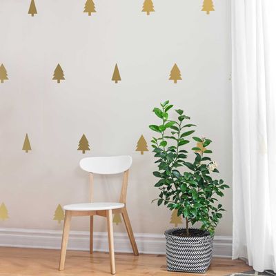 Chromantics Mini Pines Decal Set - Mini Pine Tree Kiss Cut Leaf Decal (Gold)