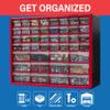 Akro-Mils 44-Drawer Plastic Storage Cabinet, 20" W x 6" D x 16" H, Red view 4