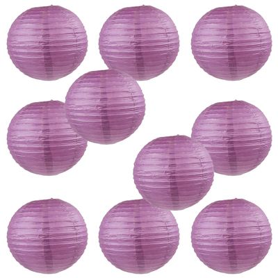 WYZworks - Round Paper Lanterns 10 Pack (Purple Plum, 14") - Hanging Paper Lanterns Lamp for Wedding, Birthday, Party and Home Decorations with 8", 10", 12", 14", 16" Option