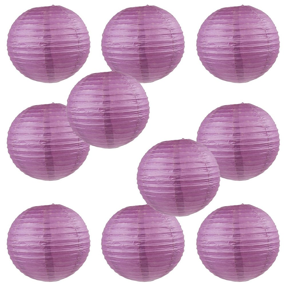 WYZworks - Round Paper Lanterns 10 Pack (Purple Plum, 14") - Hanging Paper Lanterns Lamp for Wedding, Birthday, Party and Home Decorations with 8", 10", 12", 14", 16" Option