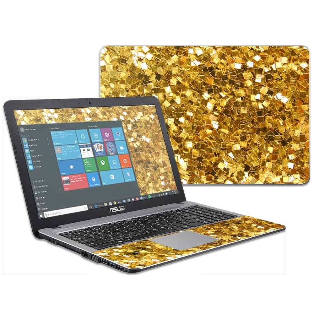 MightySkins Skin Compatible with Asus VivoBook X540SA X540LA 15.6" wrap Cover Sticker Skins Gold Chips