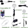 AIBOO Kitchen Under Cabinet Lighting LED 12Vdc 8 Pack Black Cord Aluminum Puck Lights for Counter Closet Furniture Shelf Lighting Dimmable with RF Wireless Remote Control(2700K Warm White) view 2
