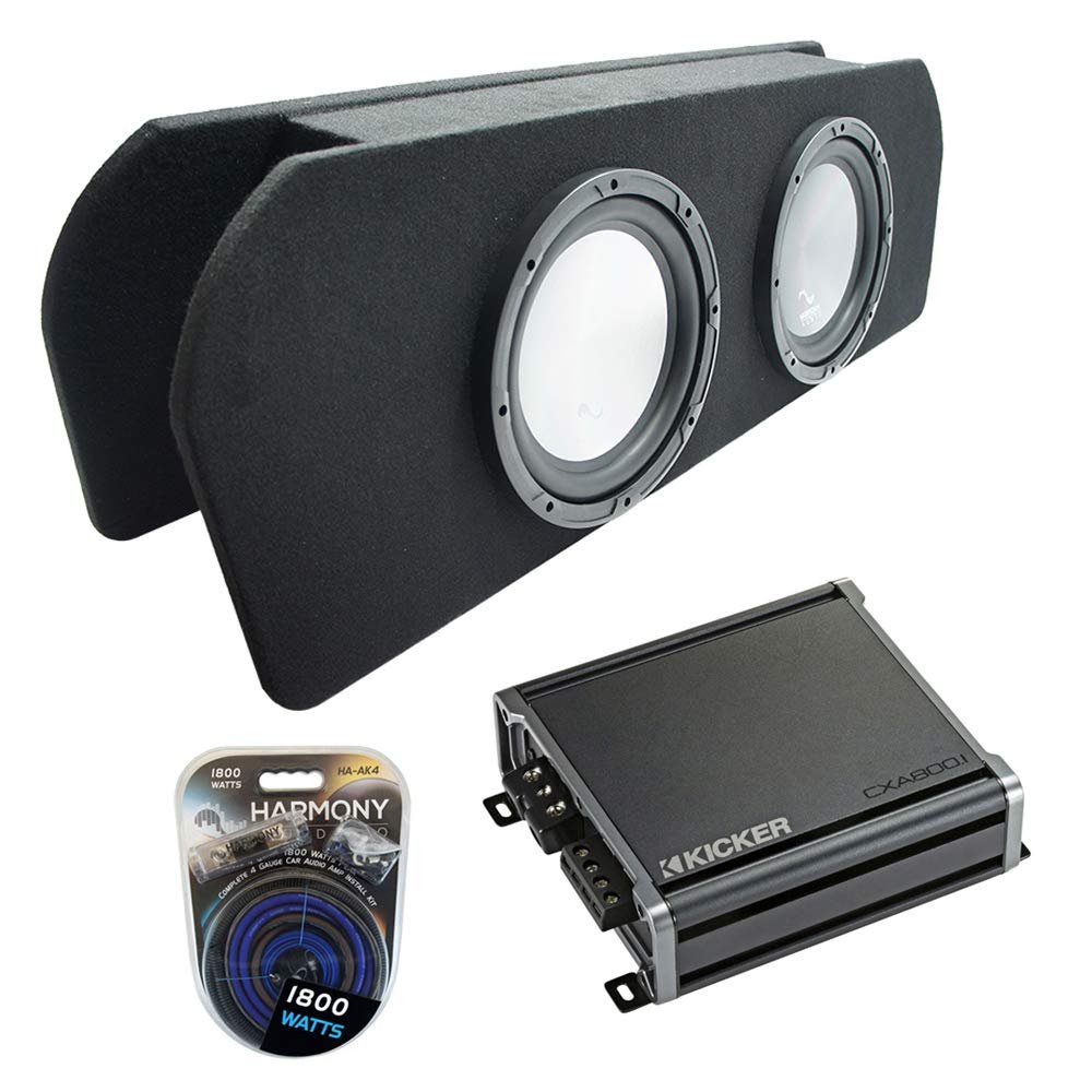 American Sound Connection Compatible with 2015-2023 Ford Mustang Coupe Audio Bundle HA-A102 Dual 10" Custom Sub Box CXA800.1 Amp