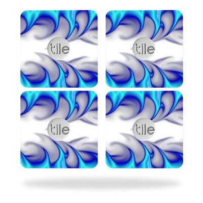 MightySkins Skin Compatible with Tile Slim Key Finder (4 Pack) wrap Cover Sticker Skins Blue Fire