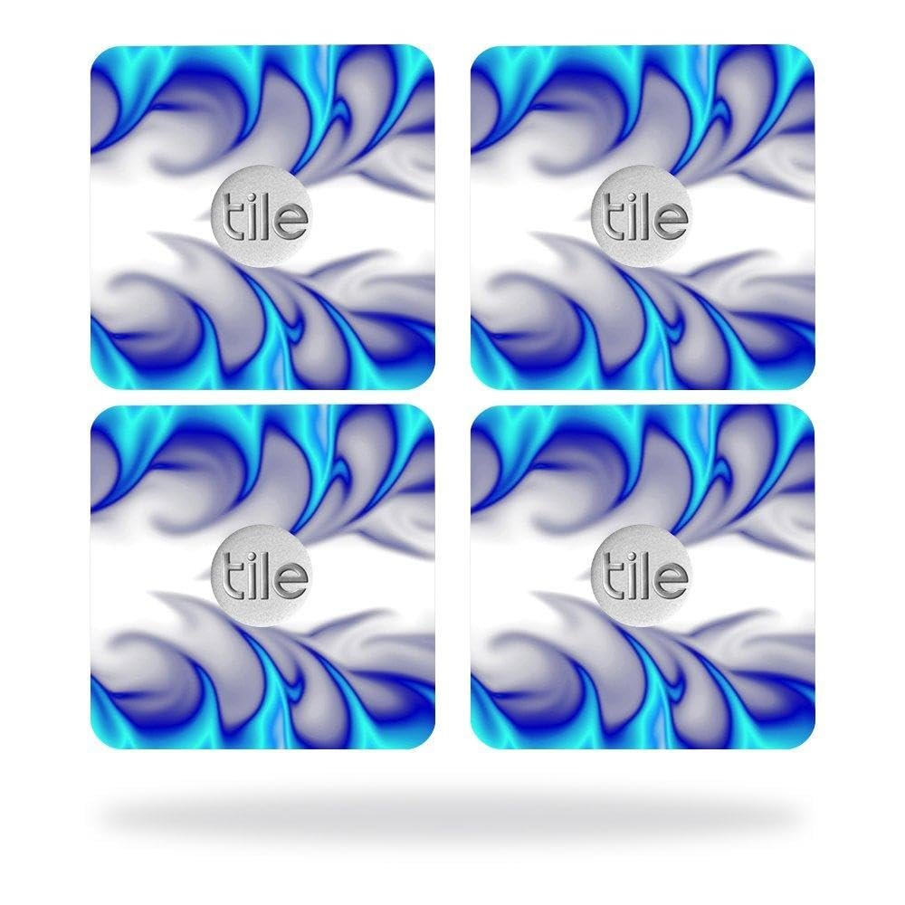 MightySkins Skin Compatible with Tile Slim Key Finder (4 Pack) wrap Cover Sticker Skins Blue Fire