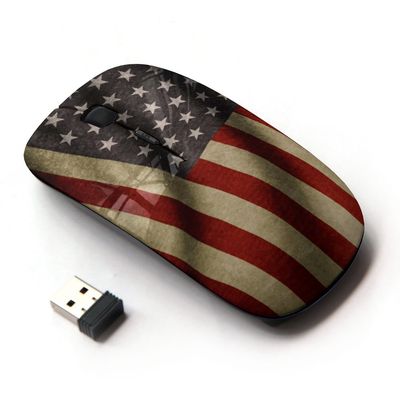 Graphic4You Waving Flag American USA United States Ergonomic Wireless Mouse with Nano Receiver