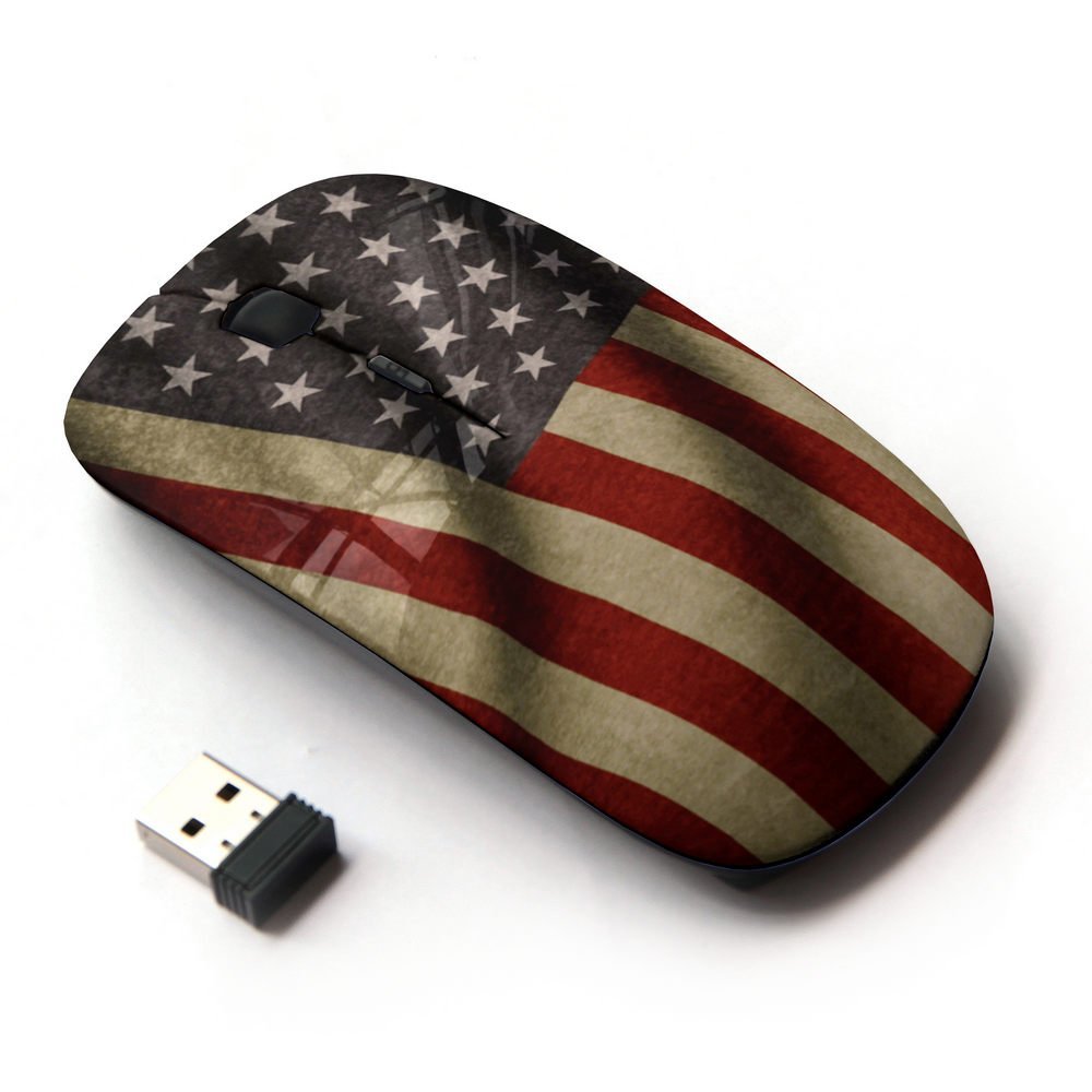 Graphic4You Waving Flag American USA United States Ergonomic Wireless Mouse with Nano Receiver
