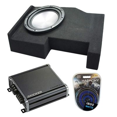 American Sound Connection HA-A102 Compatible with 2014-2018 Chevy Silverado Car Stereo Alloy Series 10" Sub 800W Single 2 Ohm, 46CXA8001 Class D 600W Peak Amp and GM1X10-CREW14UP Single 10" Sub Box
