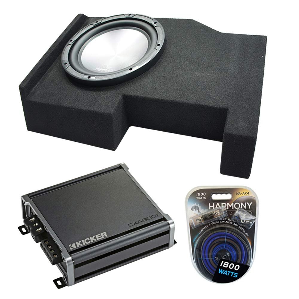 American Sound Connection HA-A102 Compatible with 2014-2018 Chevy Silverado Car Stereo Alloy Series 10" Sub 800W Single 2 Ohm, 46CXA8001 Class D 600W Peak Amp and GM1X10-CREW14UP Single 10" Sub Box