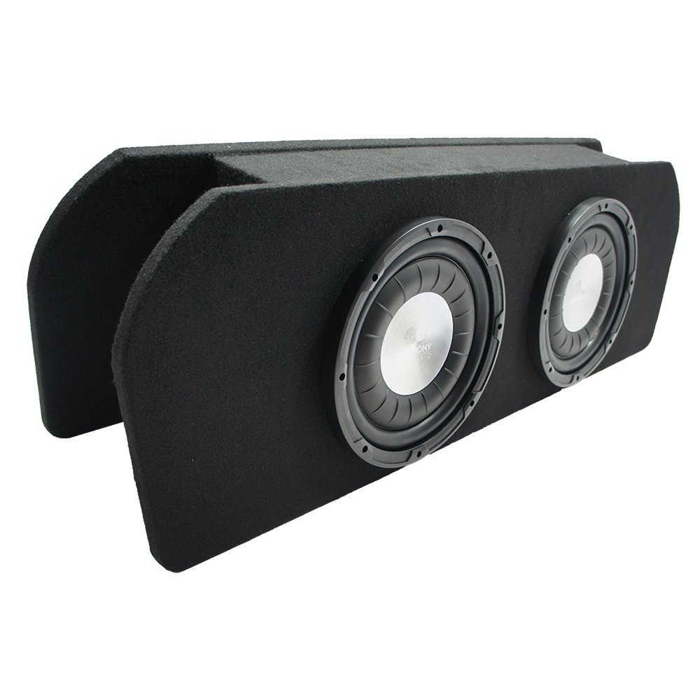 American Sound Connection 2X10FORD-15UP-MSTNG Compatible with Ford Mustang Coupe 2015-2023 Dual Sub Box Enclosure and HA-F104 Car Stereo Flatline Series 10" Sub 700W Single 4 Ohm Subwoofer